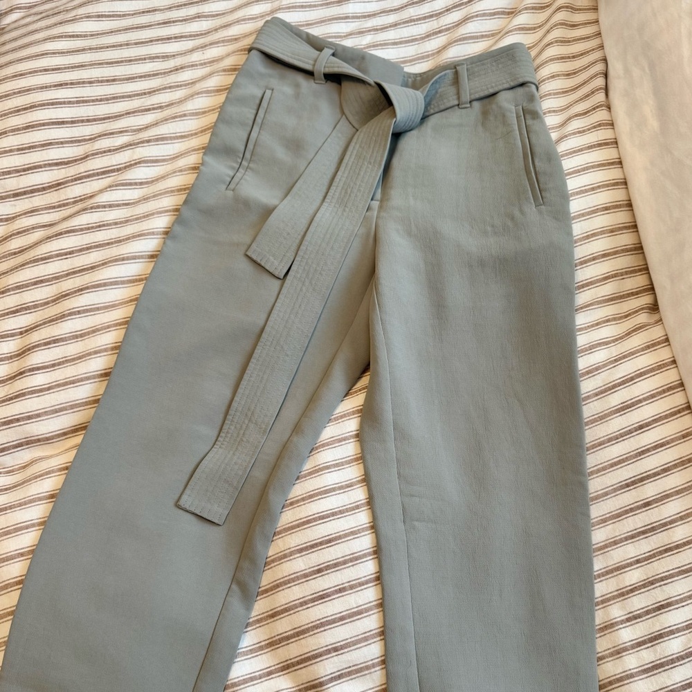 Aritzia Wilfred Sage Green High-Rise Tie-Waist Trousers